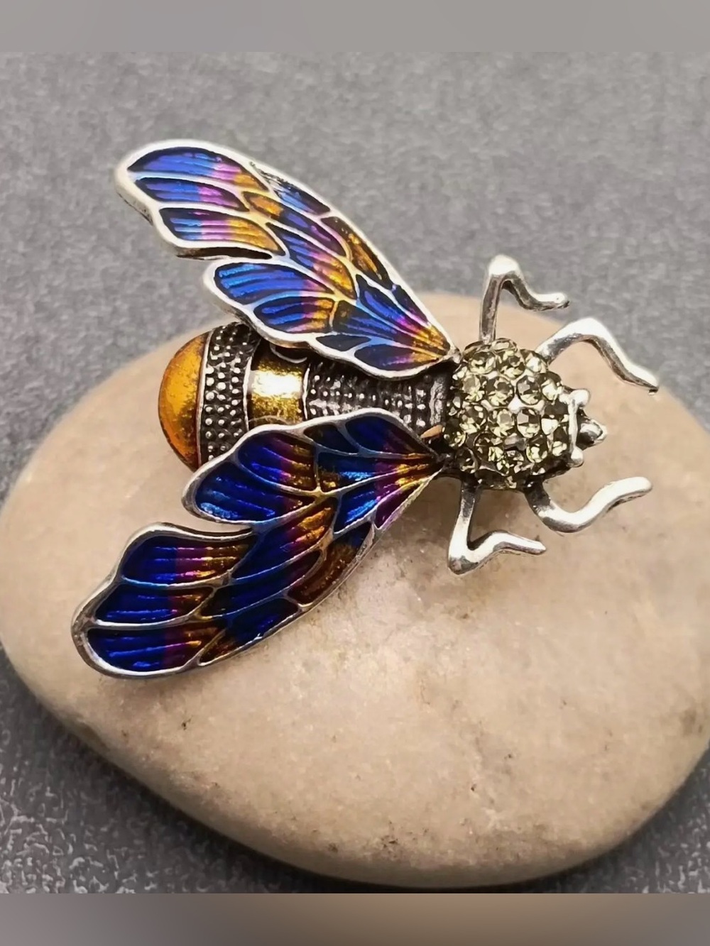 Enamel and crystal cicada brooch